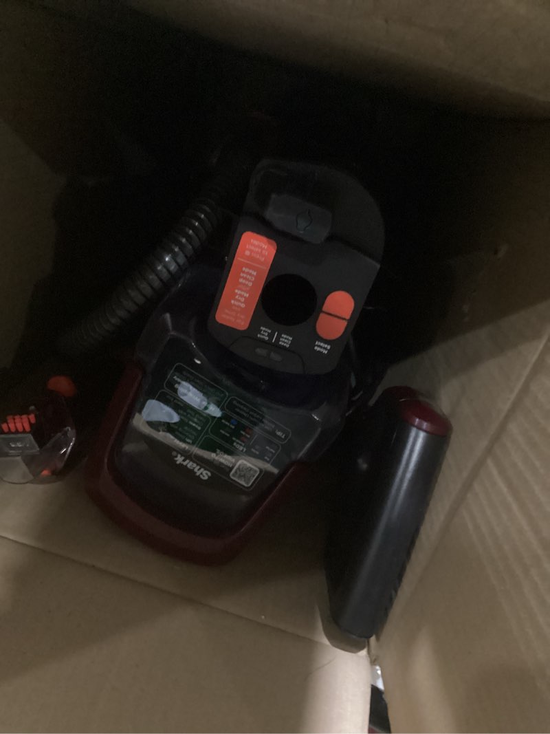 Condition photo showing As Is for shark upright vacuum, navigator lift-away with self-cleaning brushroll, hepa filter, swivel steering, upholstery tool & pet crevice tool, perfect for pets & multi-surface, teal, zu503amz