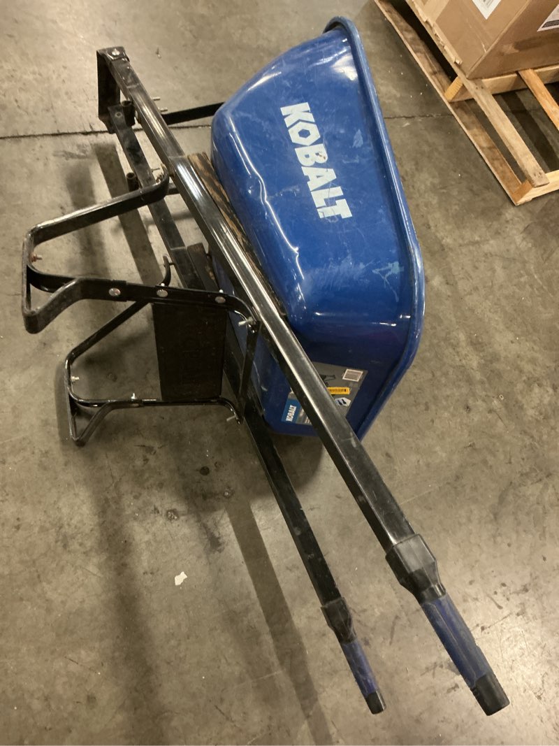 Condition photo showing As Is for kobalt 6-cu ft 1 wheel steel push wheelbarrow flat-free tire