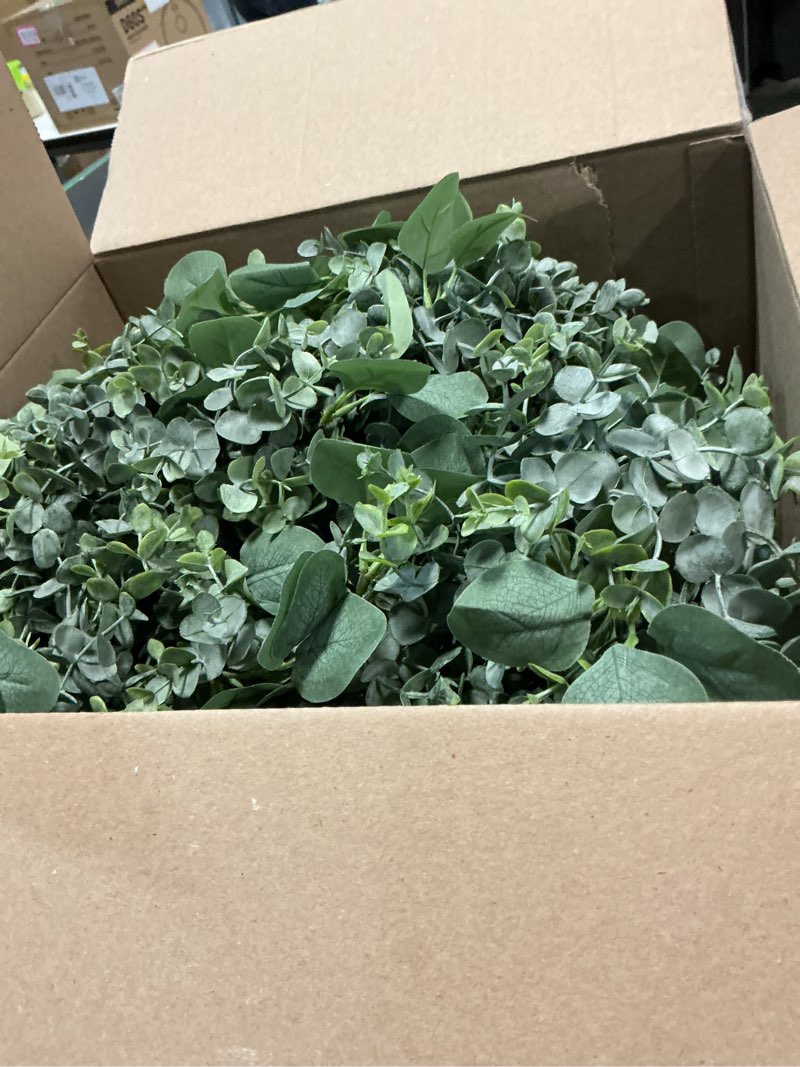 Condition photo showing Good Condition for ouddy decor 2 pack eucalyptus garland total 13.1 ft lush silver dollar leaves boxwood artificial faux greenery vines for baby shower wedding party table runner room home mantle decor green 2 pack