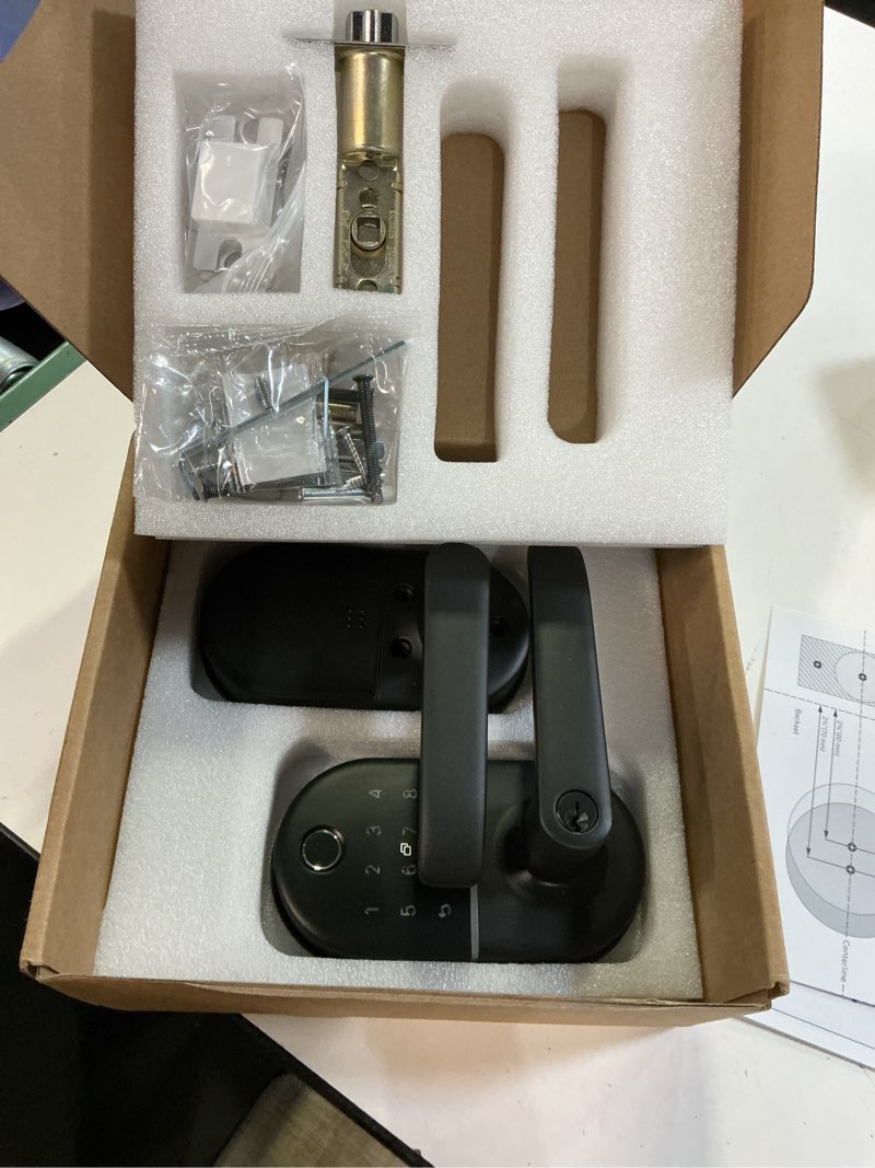 Condition photo showing Good Condition for smart keypad door lock with handle: nice digi keyless entry electronic lock for front door, easy installation (black)