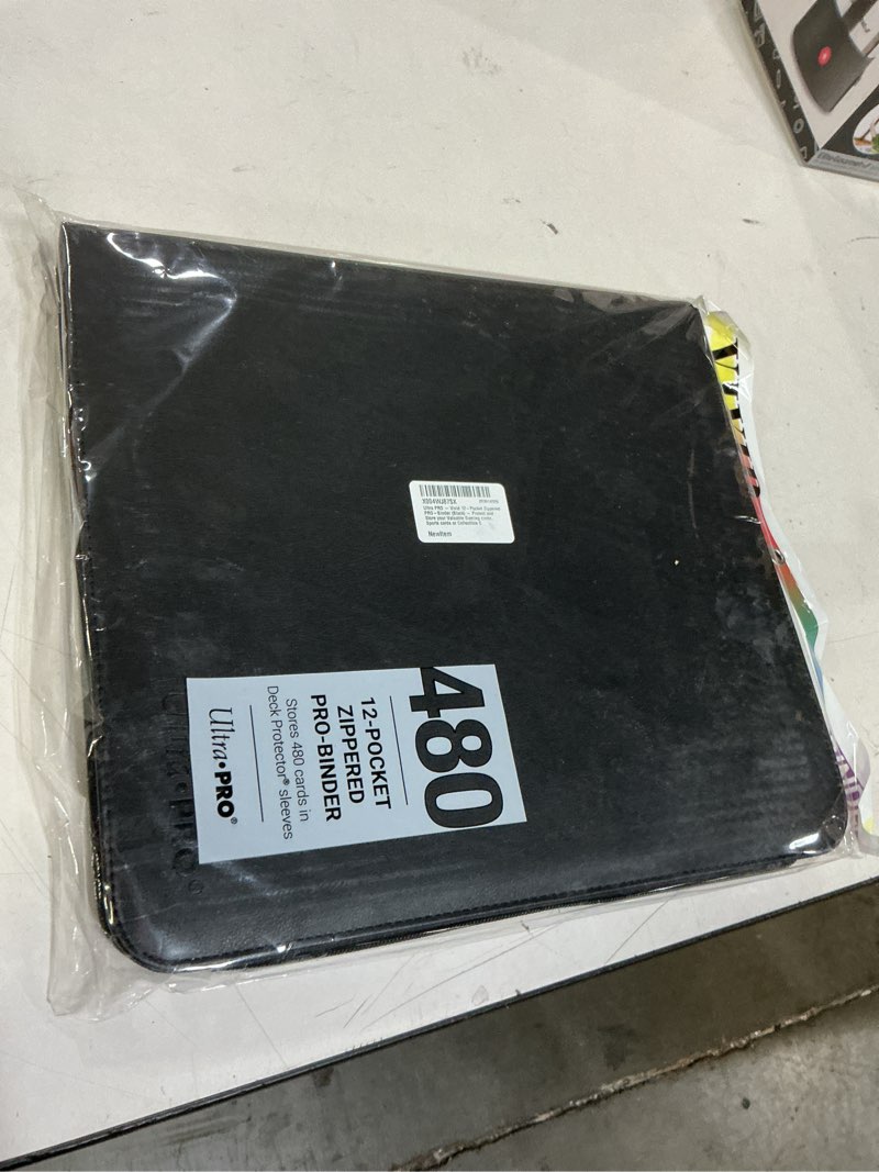 Condition photo showing New/Like New for Ultra PRO - Vivid 12-Pocket Zippered PRO-Binder (Black) - Protect and Store your Valuable Gaming cards, Sports cards or Collectible Cards, Store and Protect Up to 480 Cards