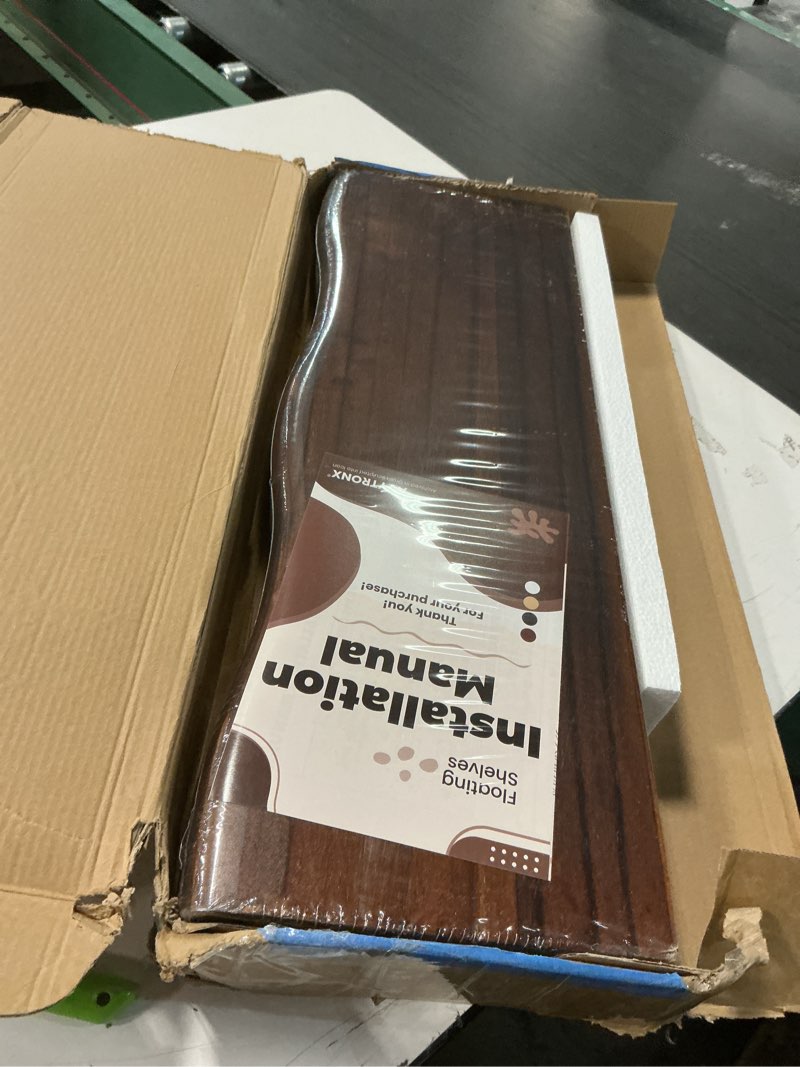 Condition photo showing As Is for Floating Shelves for Wall Rustic Farmhouse 24 Inch Floating Shelf Bathroom Wooden Shelves for Wall Mounted Live Edge Pine Shelf with Unique Natural Grain for Living Room Bedroom Kitchen (Black) Black 24 inch - 2pcs