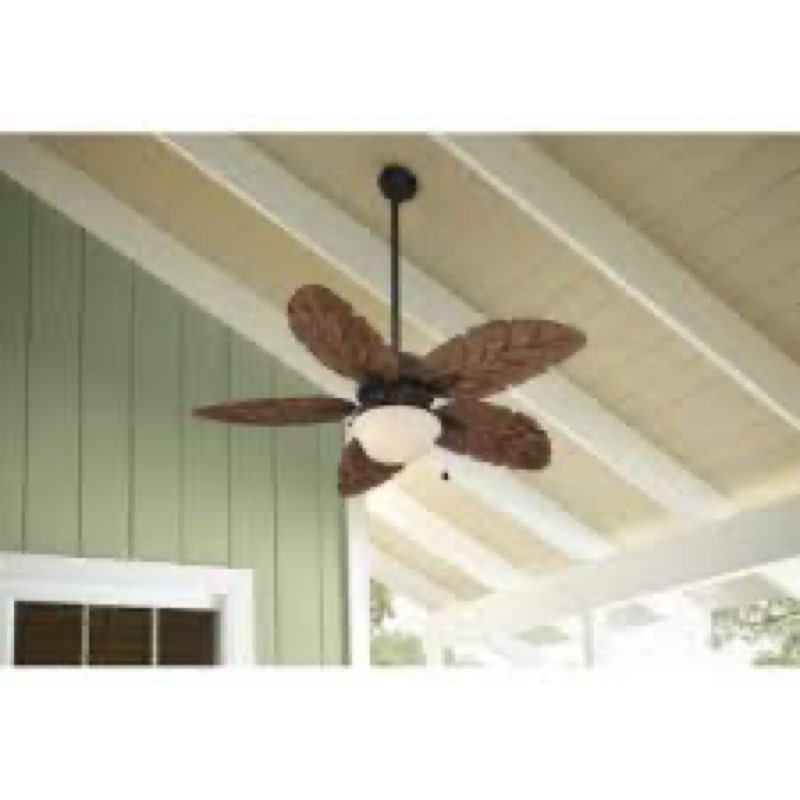 Outdoor 52\" Ceiling Fan Tropical Palm Tree Leaf Nautical Coastal Patio Light Orb