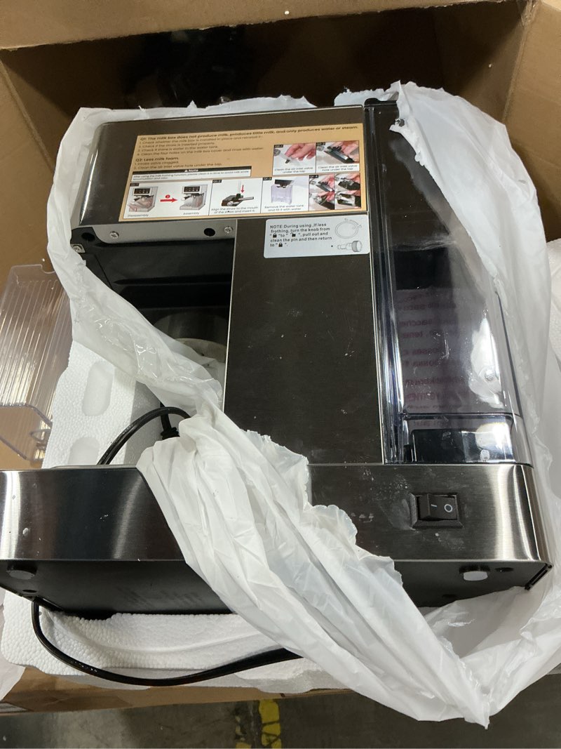 Condition photo showing As Is for airmsen 20 bar espresso machine with automatic milk frother, cappuccino & latte coffee maker with quick brew dual boiler (1350w + 1000w), stainless steel, 60oz water tank, touchscreen