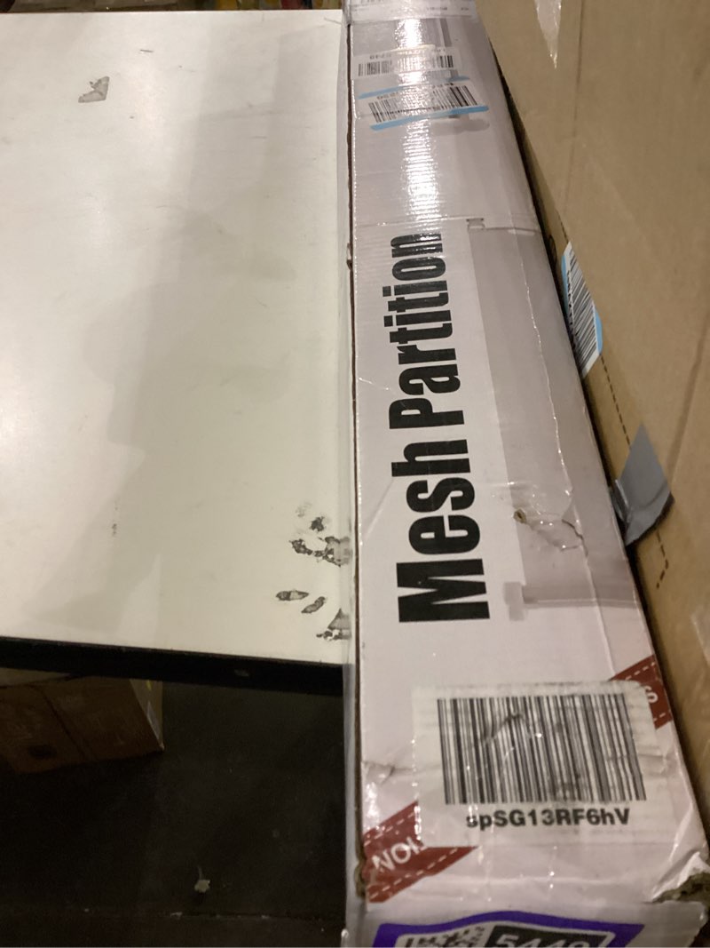 Condition photo showing New/Like New for Reinforced 80 Inch Extra Wide Retractable Dog Gate to Prevent Crawling Through, Super Wide XL Retractable Baby Gates for Dog Indoor, Long Baby Gates Indoor Extra Long, Outdoor Mesh Pet Gate, Gray Gray 33" Tall x 80" Wide? With Reinforced Bar ?