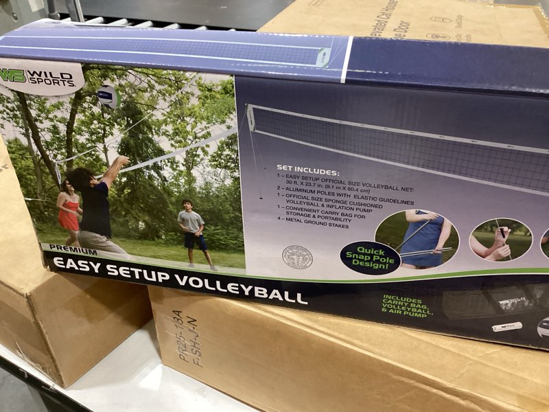 wild sports easy setup volleyball-cane pole - complete and durable volleyball set with 30 ft net, vo