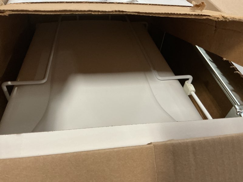 Condition photo showing As Is for Knape & Vogt RS-PSW9-1-20-W 17 in. H x 8 in. W x D Steel in-Cabinet 20 Qt. Single White Pull Out Trash Can Second Generation