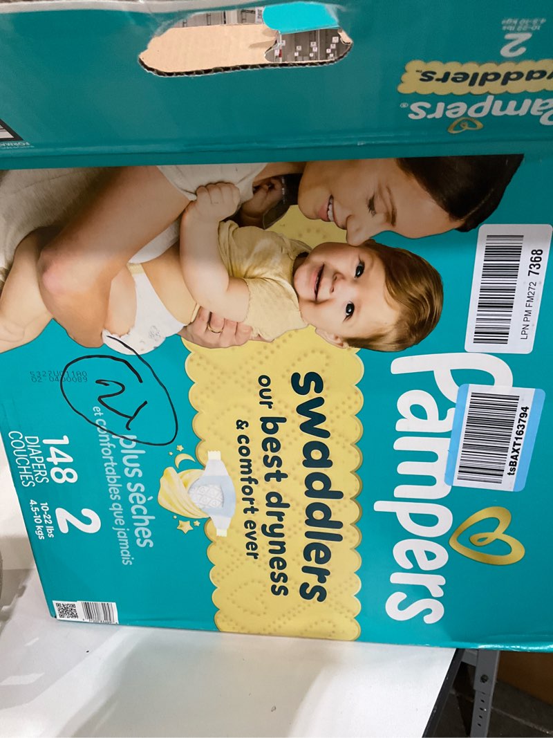 Condition photo showing Good Condition for Pampers Swaddlers Diapers, Size 2 (10-22 lbs), 148 Count, Absorbent, Keeps Baby Dry and Comfortable, Skin Safe Disposable Baby Diaper Size 2 148