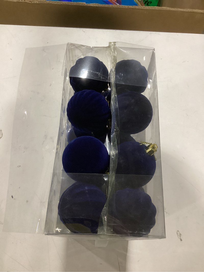 Condition photo showing Good Condition for Zhuqing 46Pcs Shatterproof Velvet Christmas Ornaments Set - 3 Sizes Flocked Xmas Tree Decorations for Holiday Home Decor, Wedding & Party, Family-Friendly Festive Decorations (Navy)