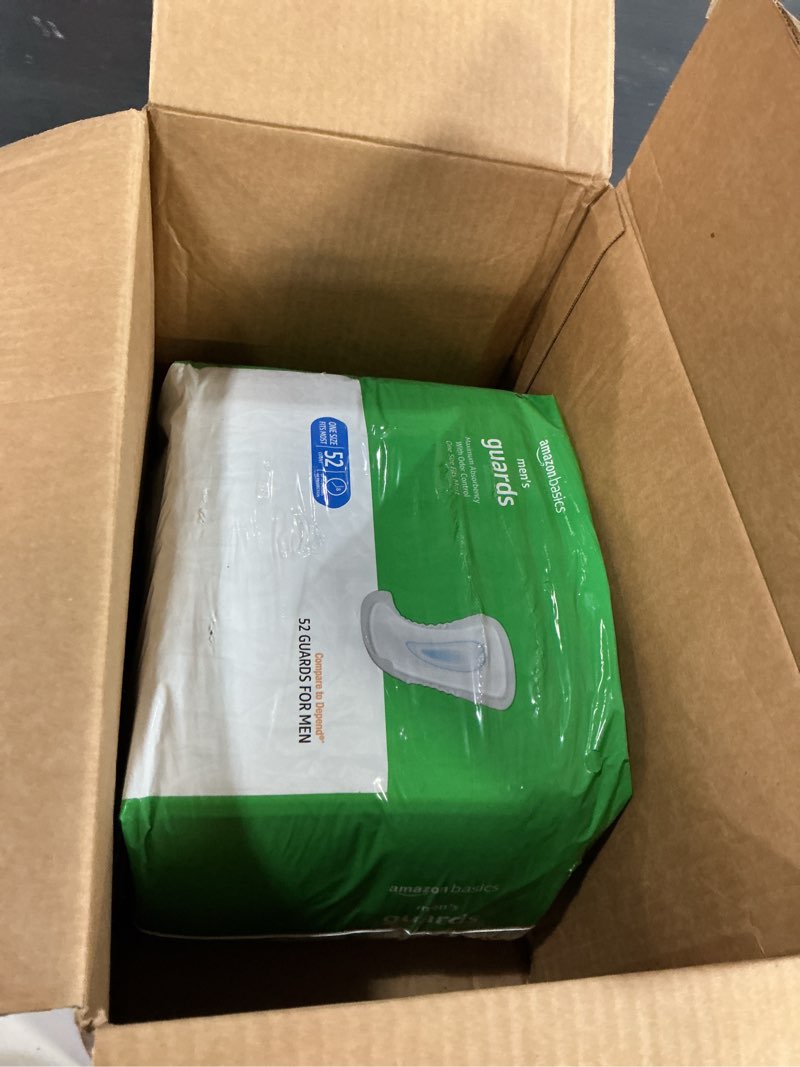Condition photo showing New/Like New for amazon basics men's incontinence guards, maximum absorbency, 52 count, (1 pack of 52)