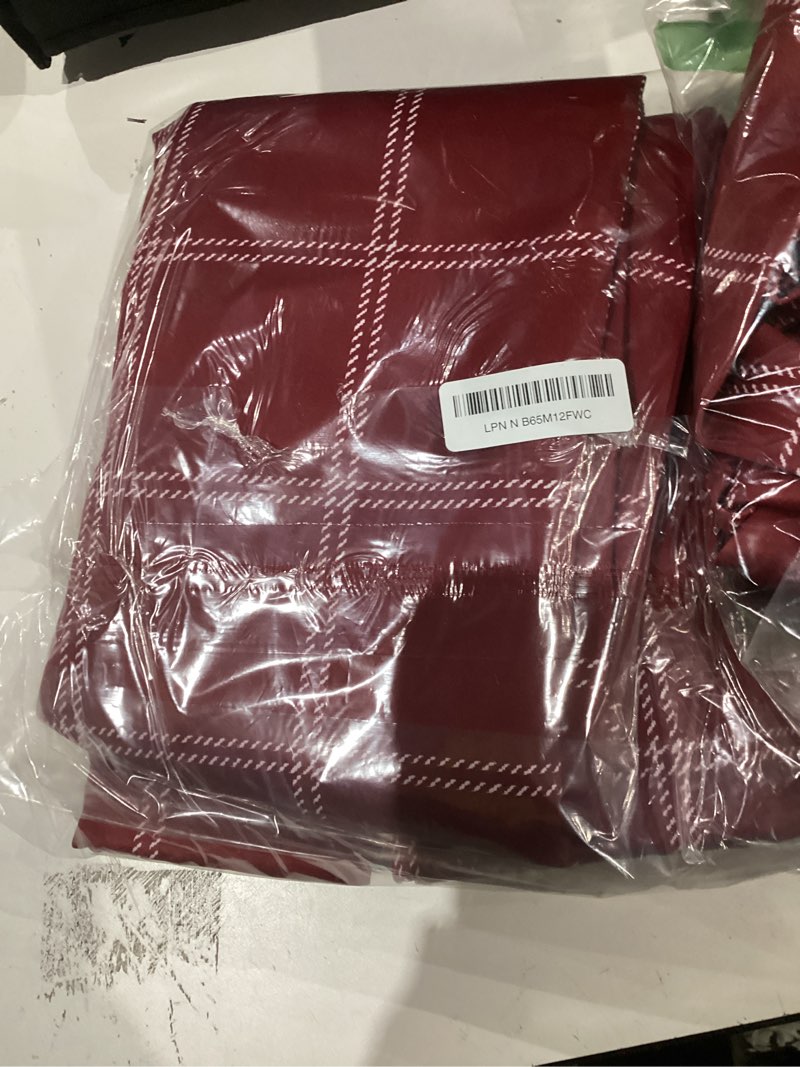 Condition photo showing As Is for NICETOWN 100% Blackout Red Plaid Farmhouse Curtains 84 Inch Long 2 Panels Set for Living Room Checkered Drapes Thermal Insulated Privacy Protection Rod Pocket Back Tab, 52" W 52"W x 84"L (Pack of 2) Grid Pattern | Red Christmas & White