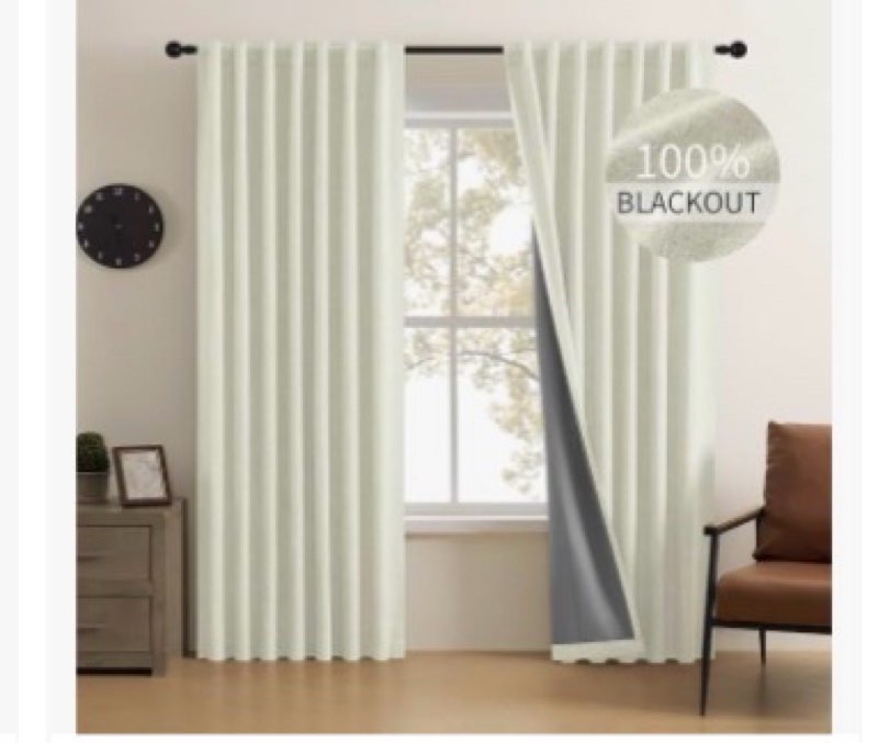 cucraf linen 100% blackout curtains 96 inch length 2 panels set, back tab and rod pocket curtain for