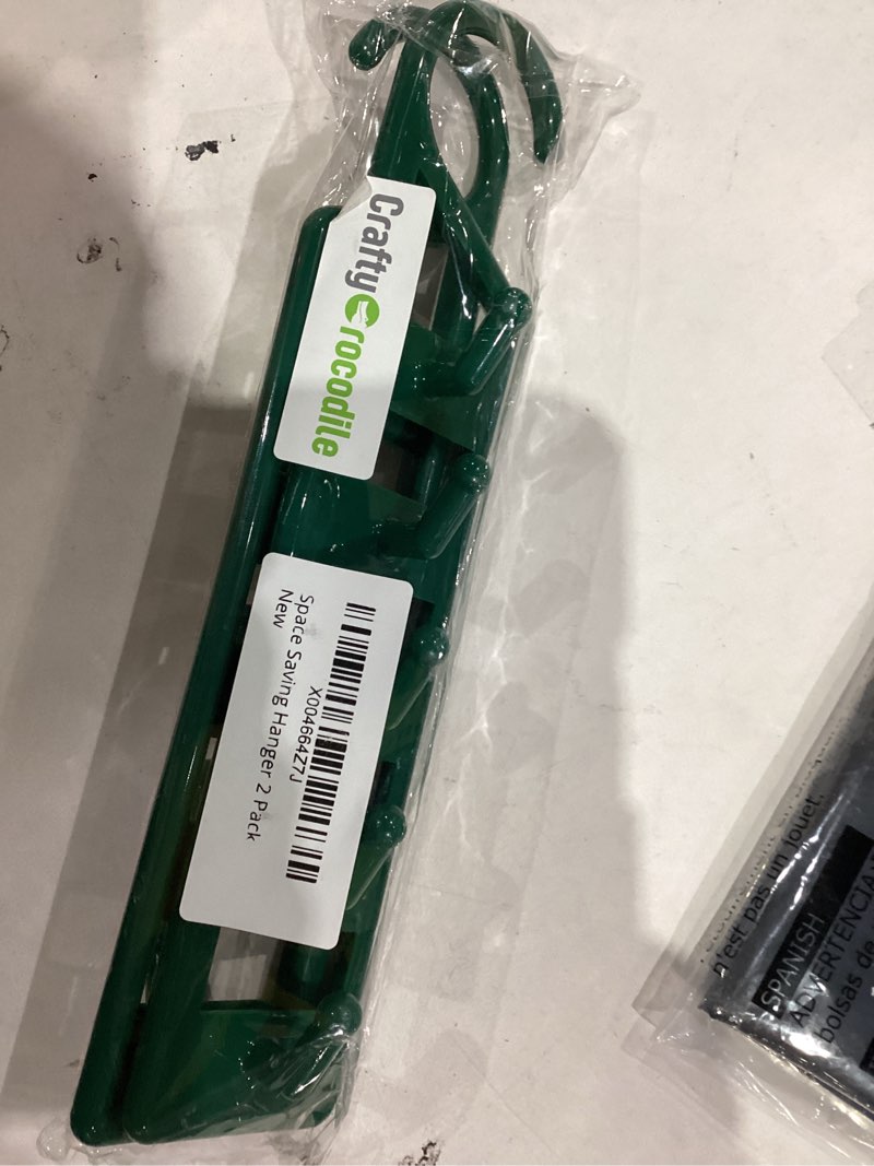 Condition photo showing New/Like New for CraftyCrocodile Space Saving Hangers for Clothes - 2 in Pack, Heavy Duty Plastic, Multi Closet Space Savers for Shirts, Pants, Jeans, Sweaters - Hanger Organizer Space Saver Green 2