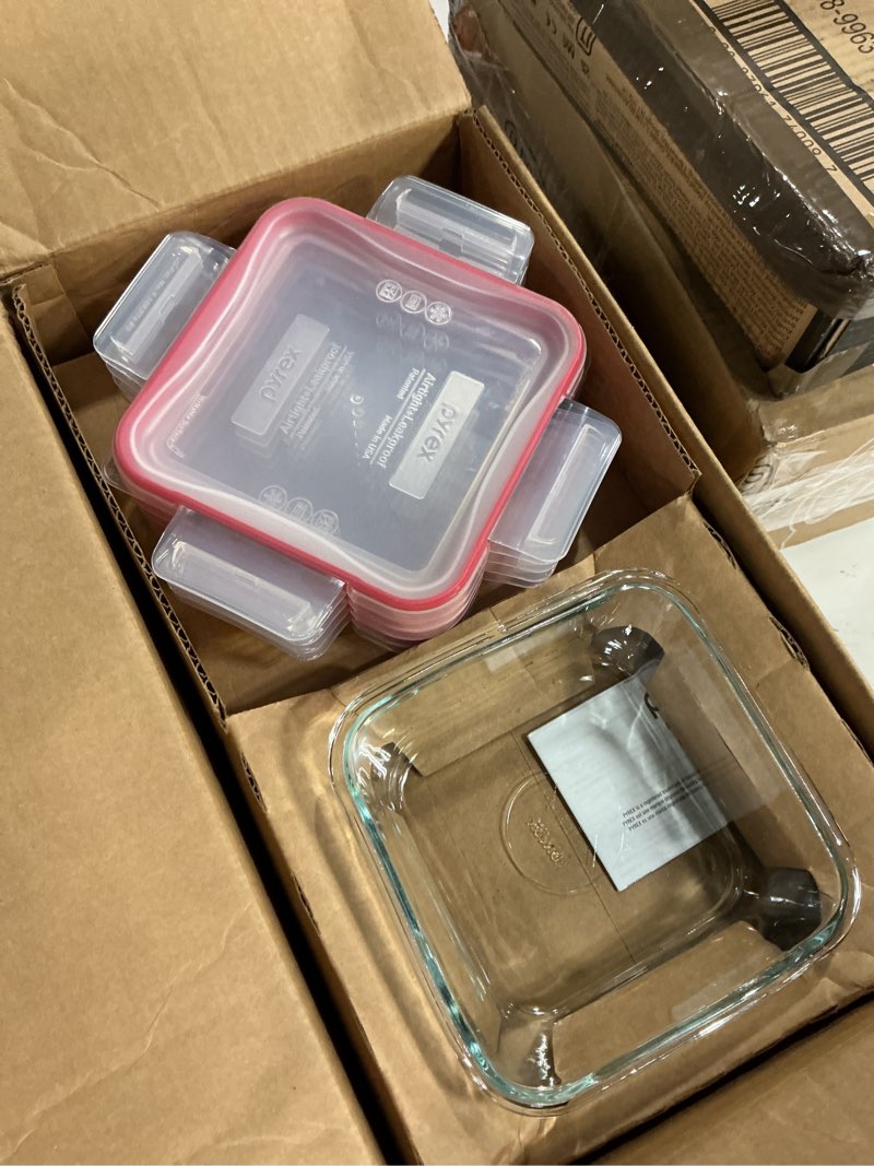Condition photo showing New/Like New for Pyrex Freshlock (5-Pack, 4 Cup) Glass Food Storage Containers Set, Airtight & Leakproof Plastic Locking Lids BPA-Free, Meal Prep Containers Set, Freezer Dishwasher Microwave Safe 5 Pack (4-Cup)