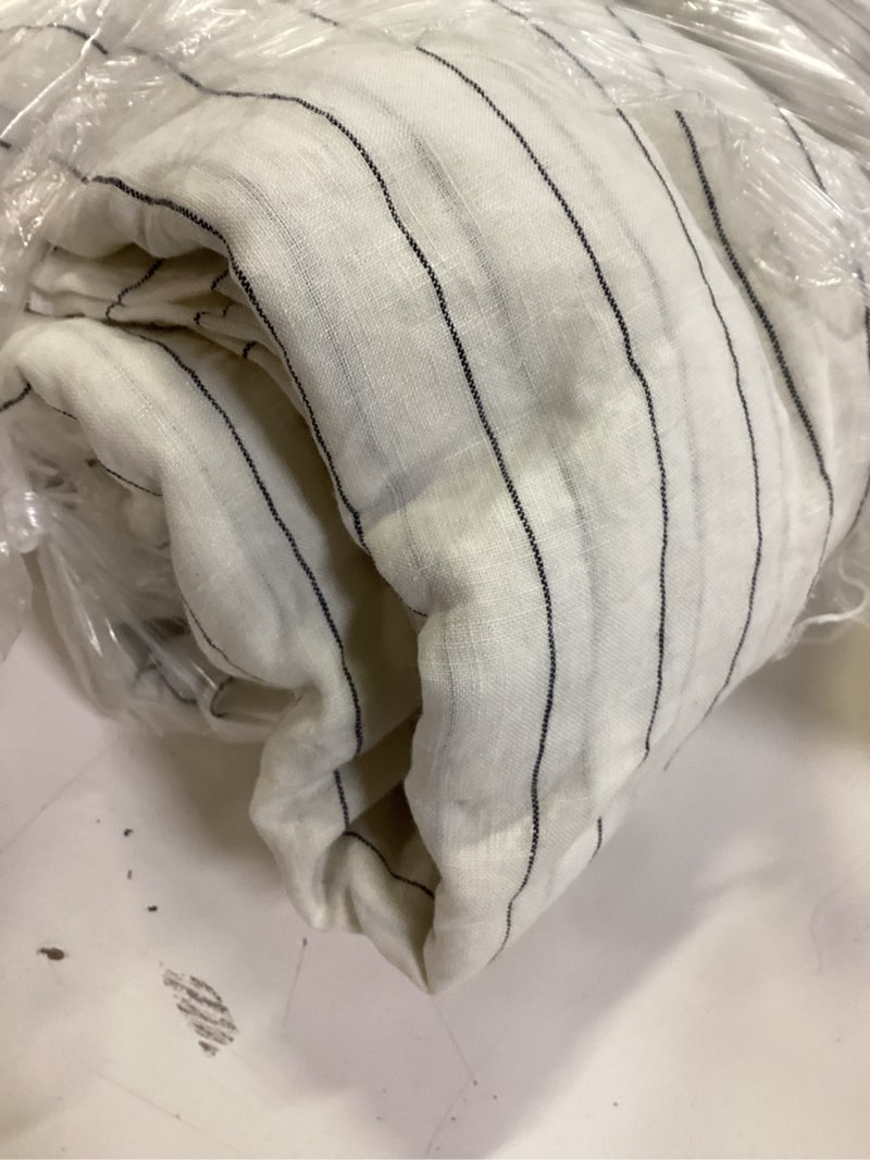 Condition photo showing Good Condition for european linen fitted sheet set, cal king, pencil stripe