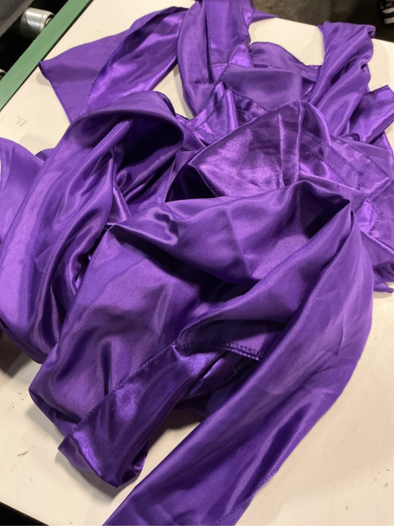 Condition photo showing Good Condition for 10-pack purple satin table runner 12 x 108 inch long bright and smooth silk fabric table runner for wedding banquet birthday party decoration