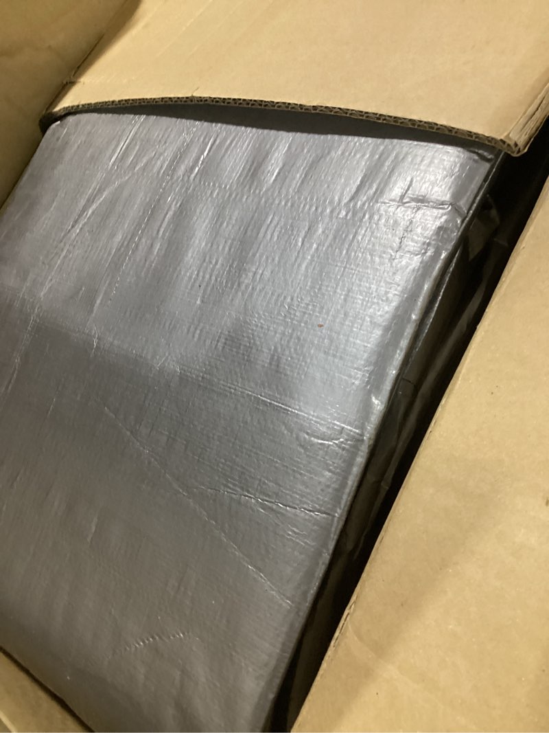 Condition photo showing As Is for kotap 24 x 24 ft. heavy-duty protection/coverage tarp, superior weave for greater longevity, 10-mil multi-use, waterproof, trs-2424, silver (1-pack) heavy-duty 180 gsm silver 24 x 24 ft.
