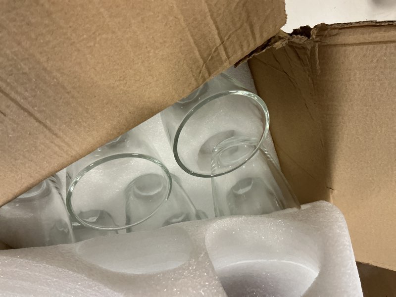 Condition photo showing Good Condition for QAPPDA 7 Ounce Juice Glasses,Stackable Drinking Glass Set of 12,Clear Water Glasses Durable Homemade Beverage Tumbler for Soda,Mixed Drinks,Milk,Daily Use