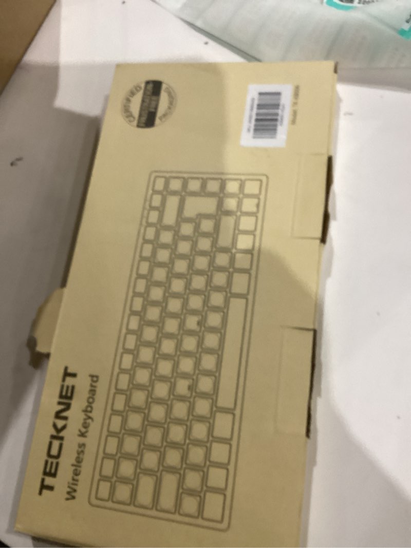 Condition photo showing As Is for TECKNET Bluetooth Keyboard Rechargeable, 4-Device (2.4G+3BT) Wireless Keyboard, Ultra-Slim Quiet Typing, 14 Hotkeys Computer Keyboard for PC/Laptop/Smart TV/Tablet/iPad Sliver+Black