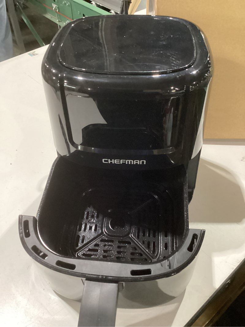 Condition photo showing As Is for CHEFMAN 2 Qt Mini Air Fryer – Digital Space-Saving Compact Air Fryer with Nonstick and Dishwasher Safe Basket, Quick & Easy Meals in Minutes, Features Digital Timer and Shake Reminder – Black 2 Quart Black