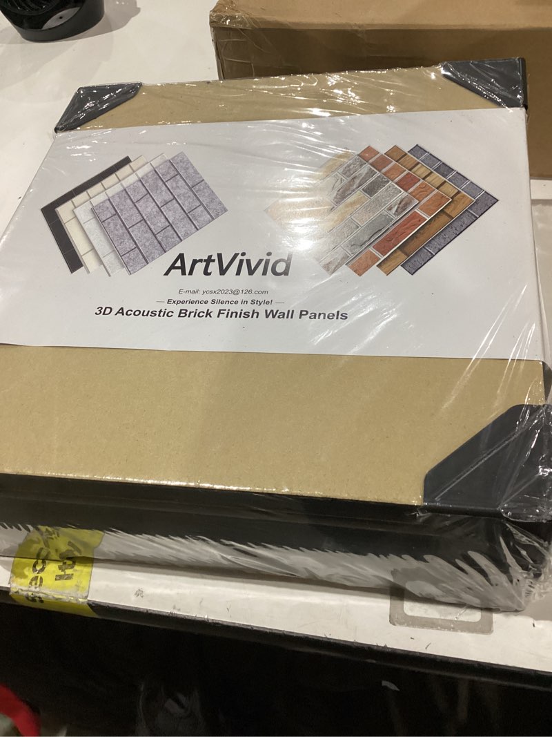 Condition photo showing New/Like New for 12pack acoustic panels, self-adhesive 3d brick pattern sound proof panels for walls, decorative sound dampening wall panels for recording studios, offices, home, 12"×12"×0.4", black 12"×12"-brick black