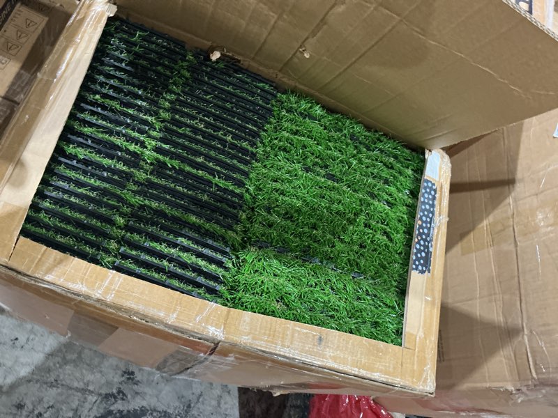 Condition photo showing New/Like New for windyun 96 pack artificial grass turf interlocking deck tiles 12" x 12" thick synthetic square fake interlocking turf self draining grass tiles for patio indoor outdoor floor decoration dogs pee pad