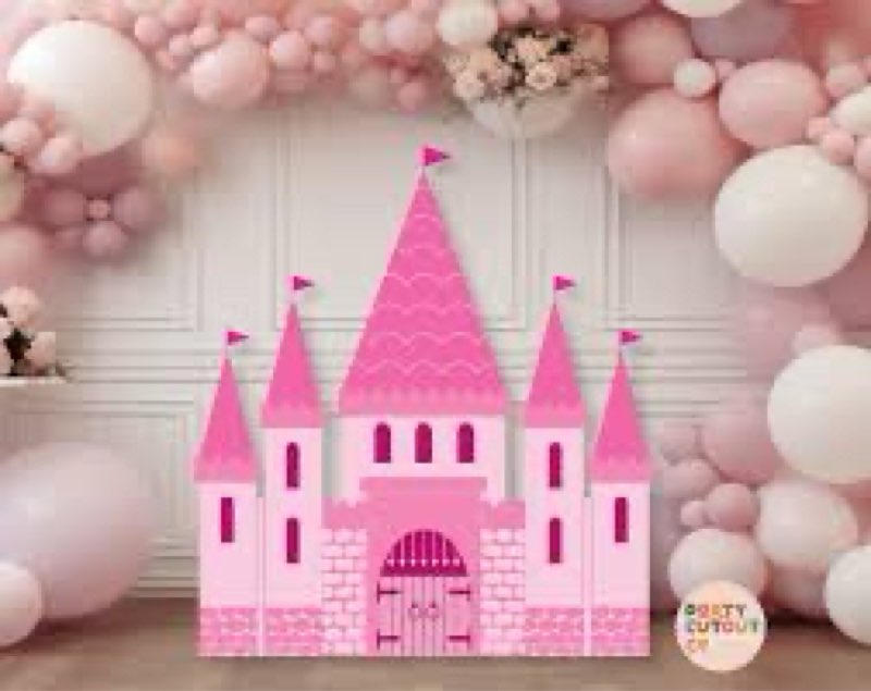 honoson 4 pcs large 20" x 30" princess castle cardboard cutouts, princess pink party yard signs deco