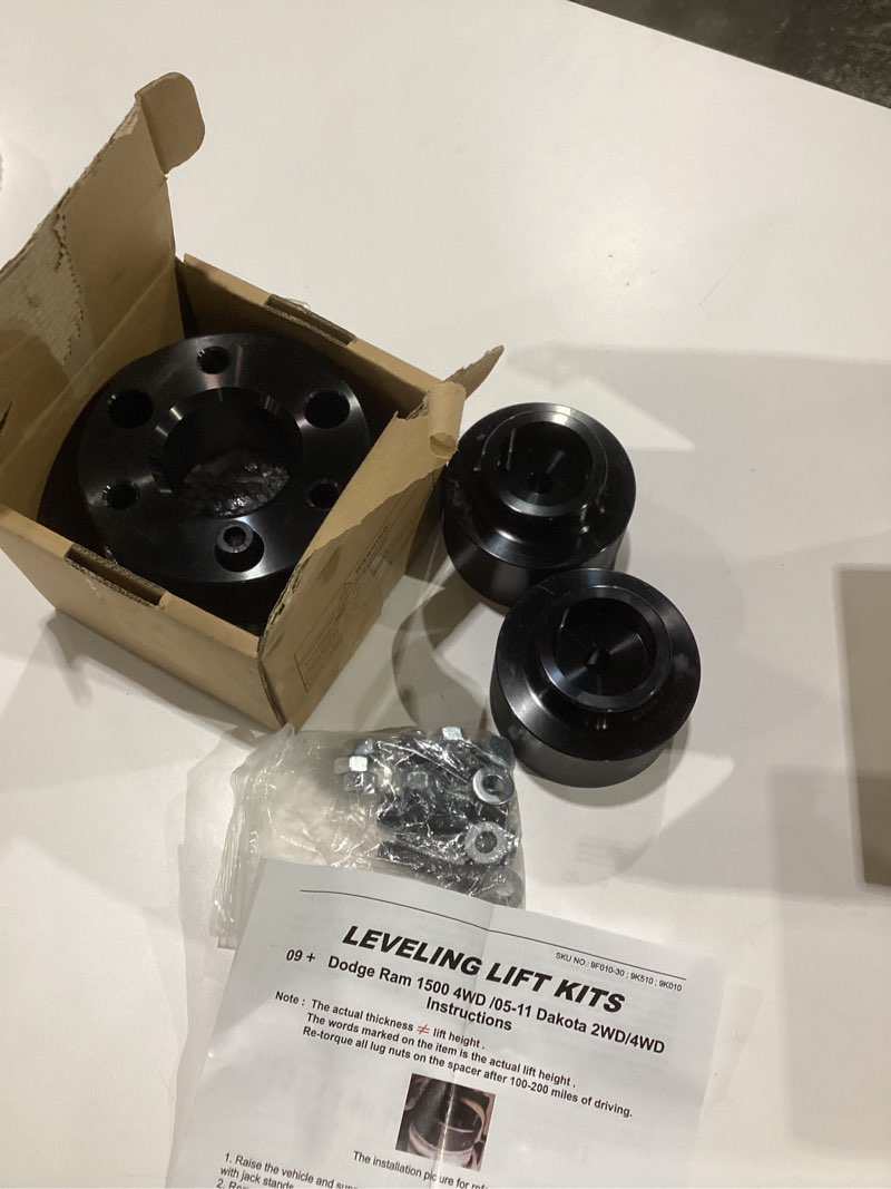Condition photo showing As Is for Dynofit 3\" Leveling Lift Kits for 2006-2023 Dodge Ram 1500 4WD, 2005-2011 Dodge Dakota 2WD 4WD, Raise 3 Inch Front Strut Spacer Suspension Lift Kits Spacers for Ram 1500 4X4, 2006-2009 Raider, SIMILAR TO STOCK PHOTO