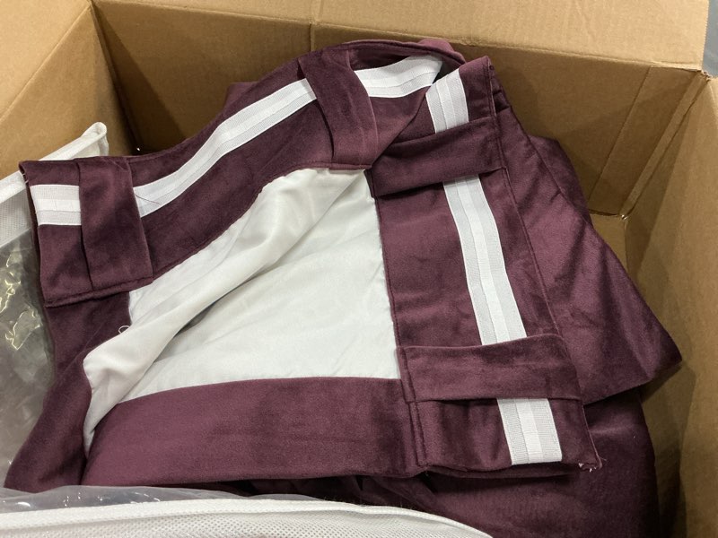 Condition photo showing Good Condition for hpd half price drapes heritage plush velvet curtains 96 inches long room darkening curtains for bedroom & living room 50w x 96l, (1 panel), winter plum winter plum 50\"w x 96\"l (pack of 1)