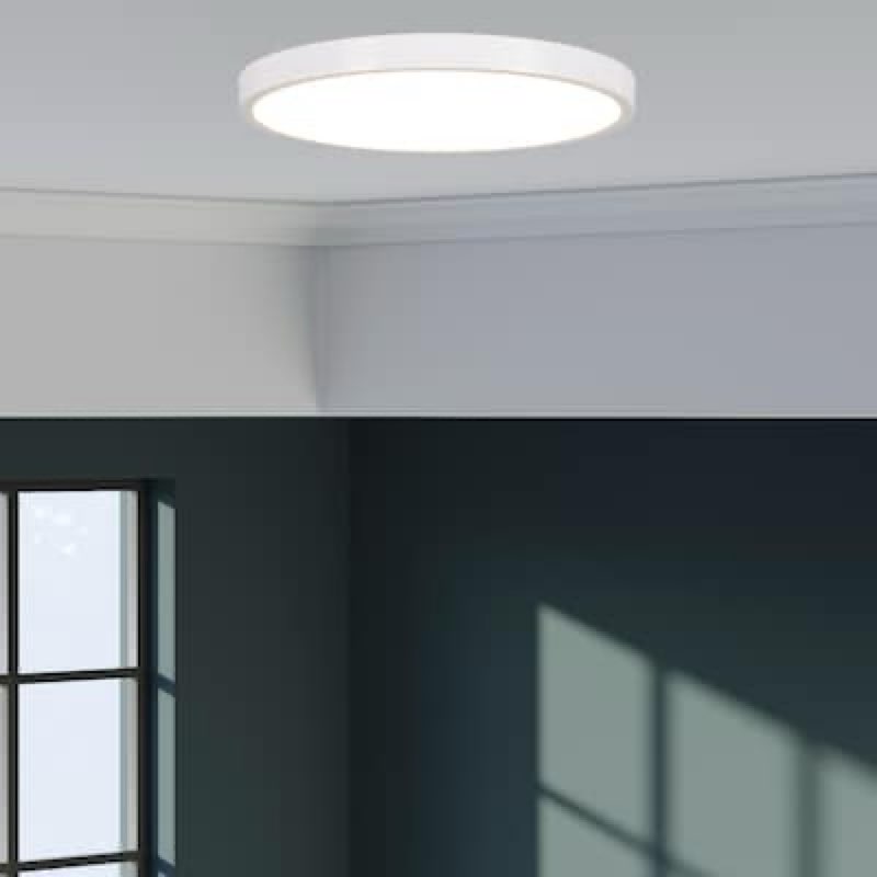 Project Source Adjustable Color Temperature 13-in White Indoor 1 -Light LED Flush Mount Light with