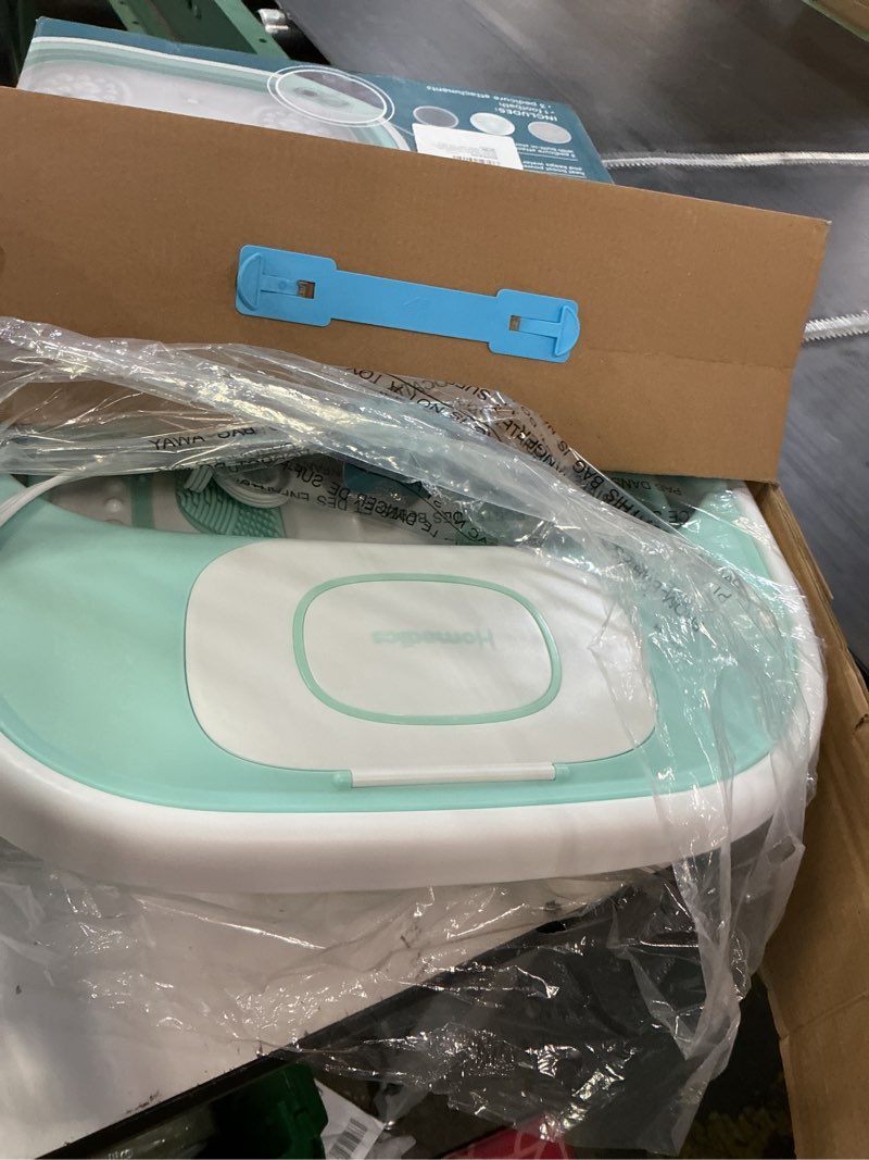Condition photo showing Good Condition for homedics smart space elite footbath with heat boost, collapsible, invigorating bubble massage, 3 pedicure attachments, safe to use bath salts, patented safety-lock system, ergonomic