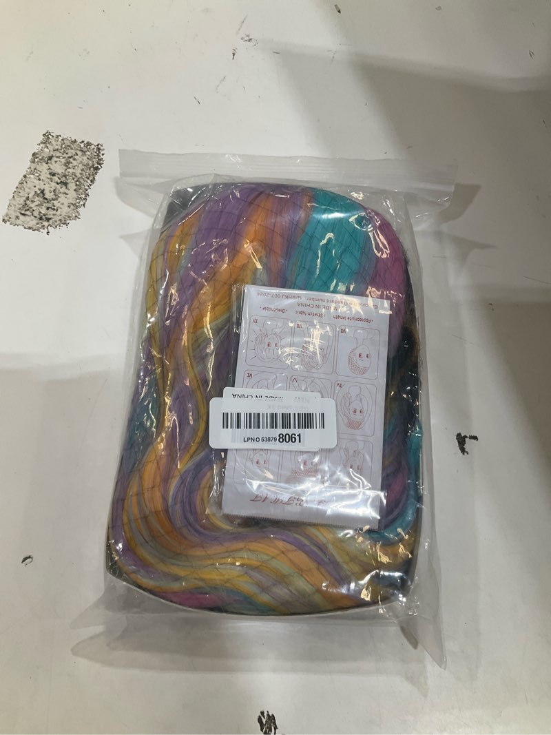 Condition photo showing New/Like New for rainbow wigs for women short curly wavy multi color wig for girls short bob wig with bangs heat resistant synthetic wigs for cosplay costume party (colorful wig) multi-color