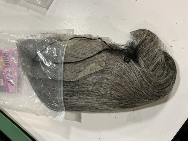 Condition photo showing Good Condition for Belaved Grey Salt & Pepper Bob Wig Human Hair Straight 13x4 HD Lace Front Wigs Human Hair for White Women 8 Inch 180% Density Ombre Short Glueless Bob Wigs Pre Plucked Hairline 8 Inch #Salt & Pepper