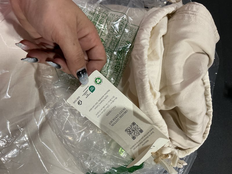 Condition photo showing Good Condition for double stitch 100% organic cotton duvet cover - soft 3 piece bedding set queen size, 300 tc luxury hotel sateen weave, gots certified long staple cotton, made in india, ecru beige queen