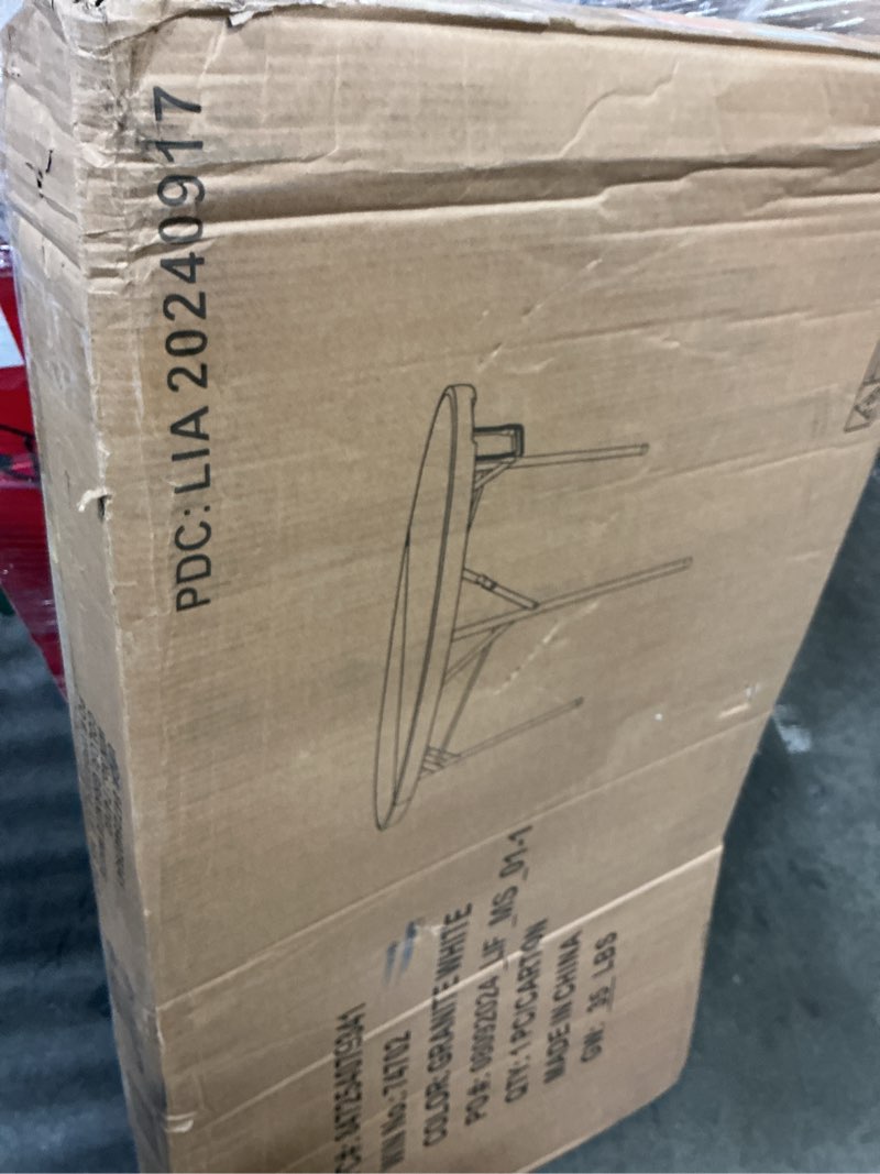 Condition photo showing Good Condition for Flash Furniture Freeman 4' Round Plastic Folding Table with Carrying Handle, Plastic Foldable Table for Indoor/Outdoor Events, White 48" Round