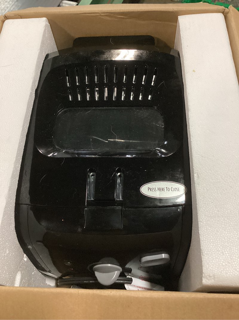 Condition photo showing As Is for Hamilton Beach Cool Touch Electric Deep Fryer with Basket and Lid, 2 Liters / 8 Cups Oil Capacity, Adjustable Temperature, 1500 Watts for Fast Heat-up, viewing Window Easy to Clean, Black (35021)