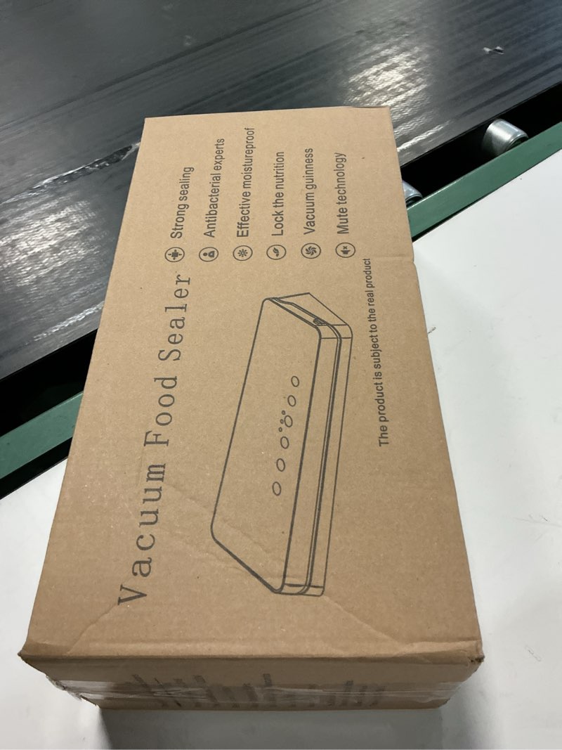 Condition photo showing New/Like New for vacuum sealer | multi-function | compact | fast-seal automatic food sealer | tempered glass panel | with waterproof touch buttons | removable base & 20 bags & 1 vacuum tube (black)