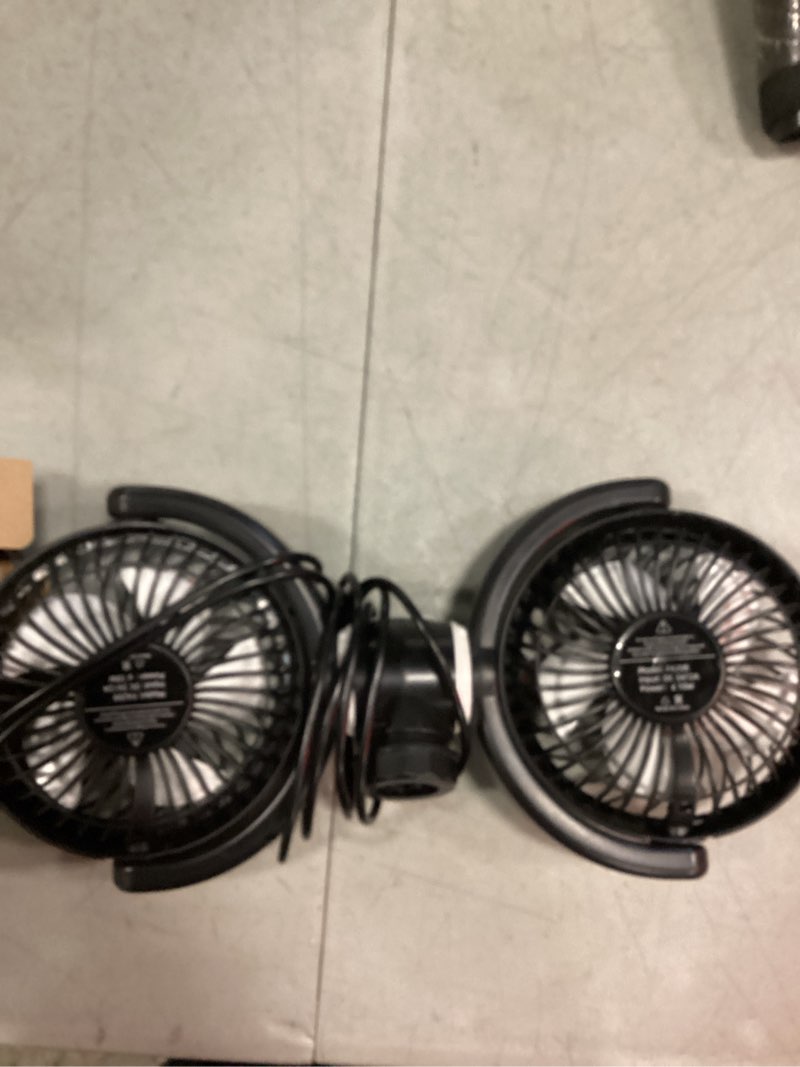 Condition photo showing New/Like New for car fan usb powered for baby: dual car cooling fans for backseat 3 speed separate controlled quiet brushless motor 360° rotatable 5v 2a rear seat air circulation for vehicle van truck suv rv(usb plug) black+gray