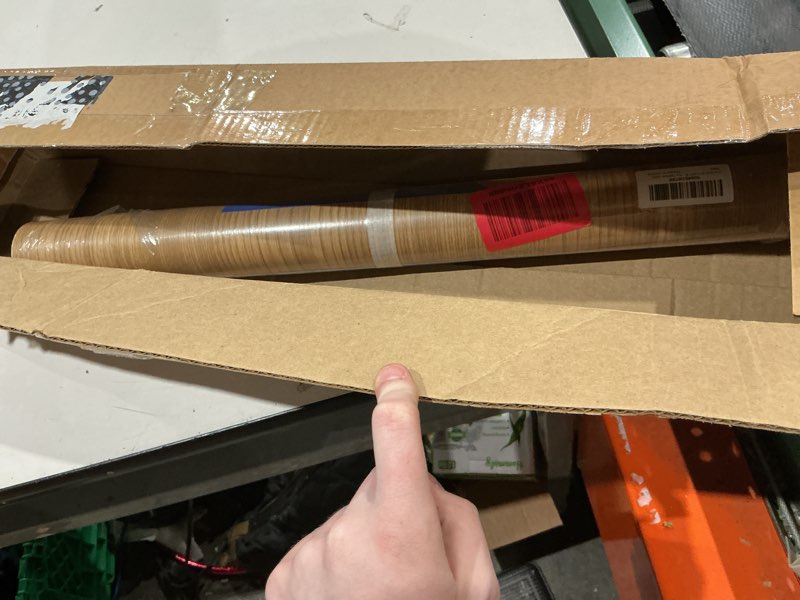 Condition photo showing As Is for funstick 24"x200" light brown wood countertop contact paper waterproof removable wood wallpaper peel and stick countertops for kitchen wood grain contact paper for cabinets counter top covers table 24" x 200" brown