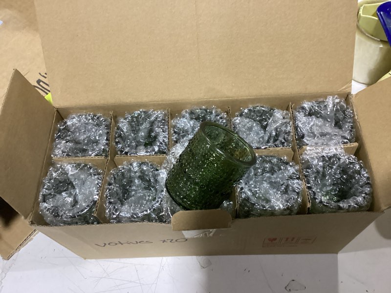 Condition photo showing New/Like New for 40pcs glass votive candle holders, green tea light candle holder vintage tealight candle holder bulk for wedding christmas party table decor (green) green 40