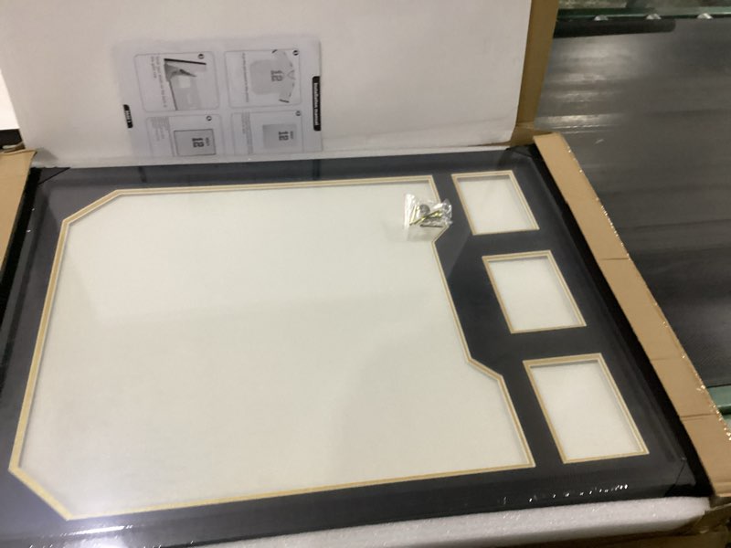 Condition photo showing New/Like New for jersey frame display case 1 pack, large wooden sport jersey shadow box frame with mats and real tempered glass cover for football hockey baseball basketball soccer shirt,black wooden 1 pack