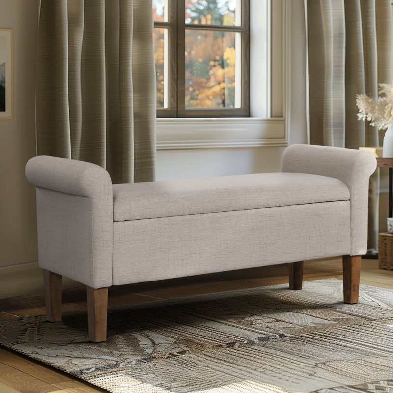 Similar Upholstered Storage Bench linen oatmeal finish