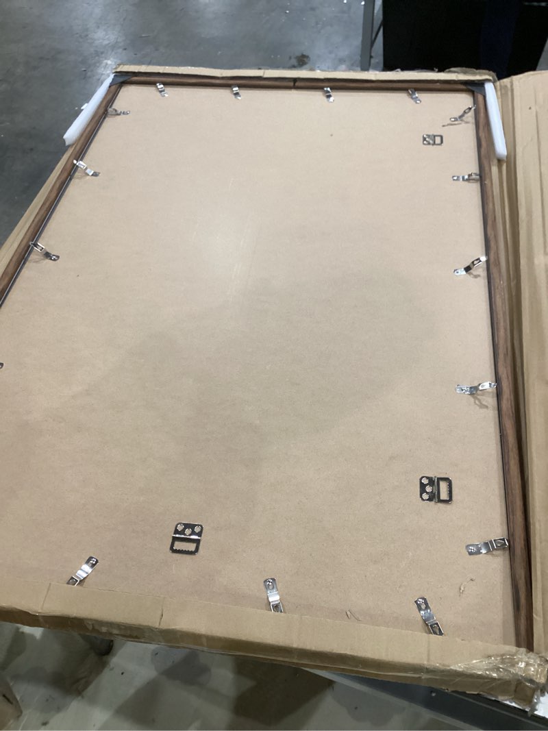 Condition photo showing Good Condition for rustic walnut 27x40 frame - single frame, 27 x 40 poster frame with mat for 24x36, picture frames for artwork, puzzles, photos and movie posters 27" x 40" / 24" x 36" mat