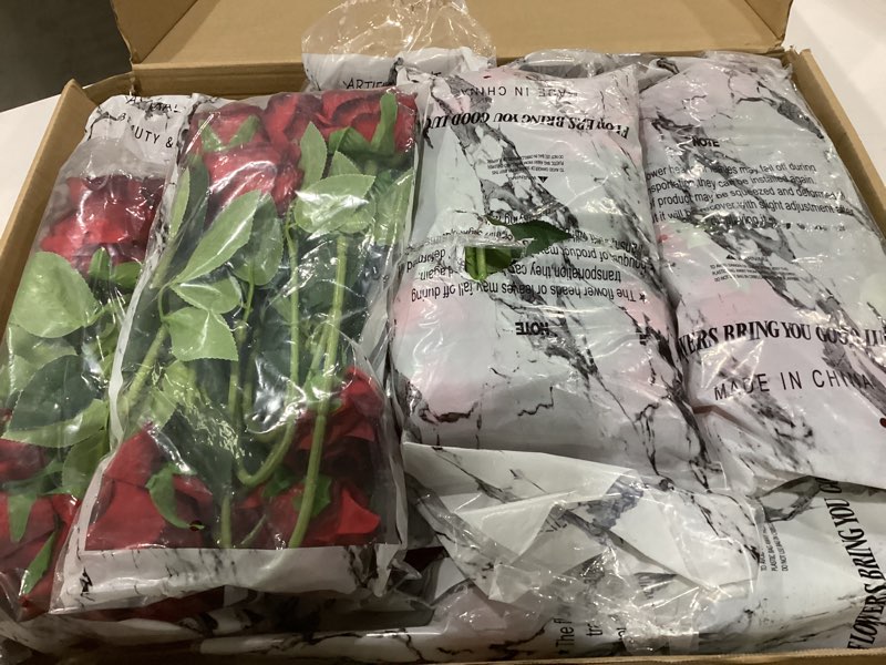 Condition photo showing New/Like New for Nubry 100pcs Artificial Silk Roses Bulk,Fake Roses Flower with Stems Realistic Flowers for Wedding Centerpiece Home Party Decor(Burgundy) Burgundy-100