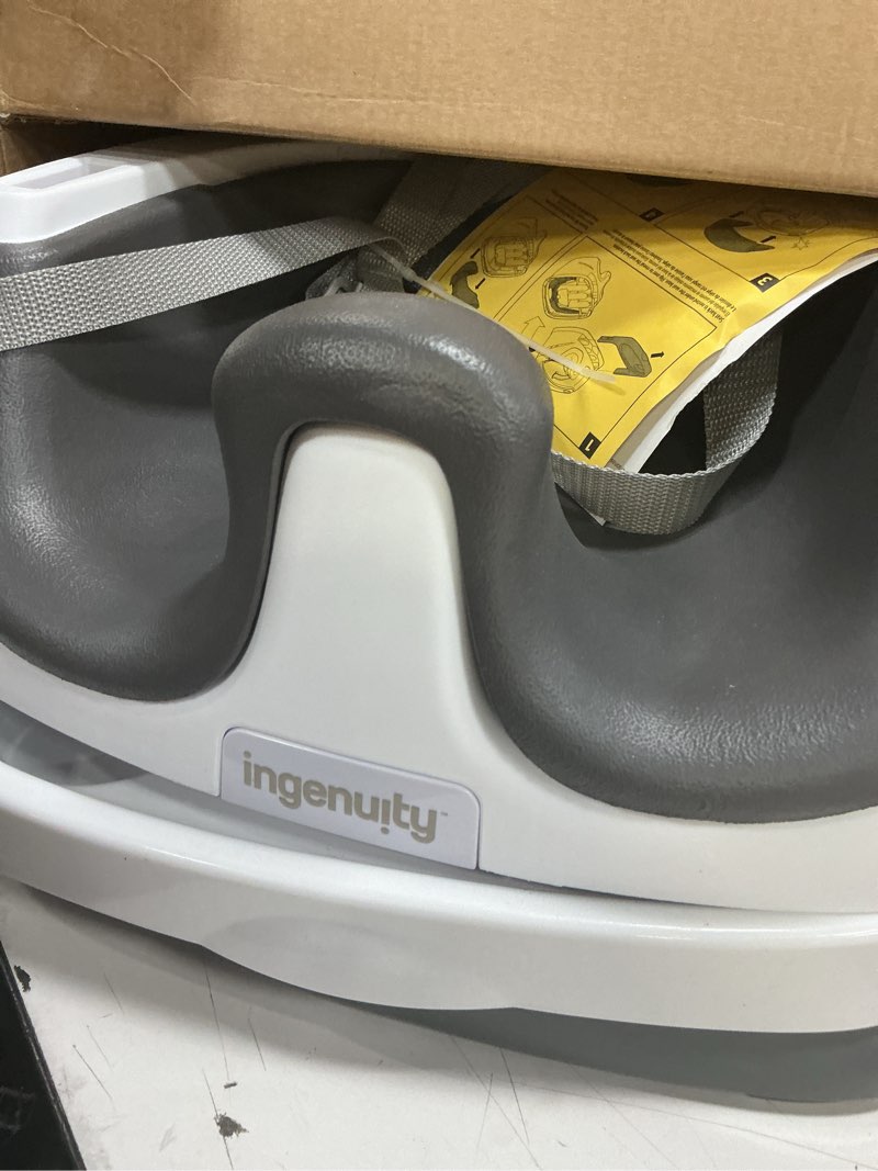Condition photo showing Good Condition for ingenuity baby base 2-in-1 booster feeding and floor seat with self-storing tray - slate