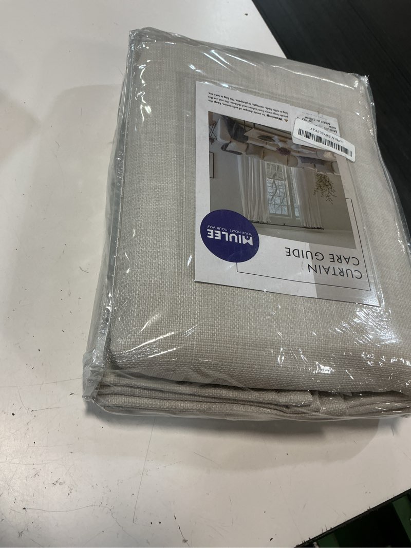 Condition photo showing New/Like New for miulee 100% blackout curtains 92 inch long 2 panels set for bedroom, thick luxury faux linen black out curtain room darkening back tab pleat window textured drapes with hooks for living room, birch birch 50"w x 92"l (pack of 2)