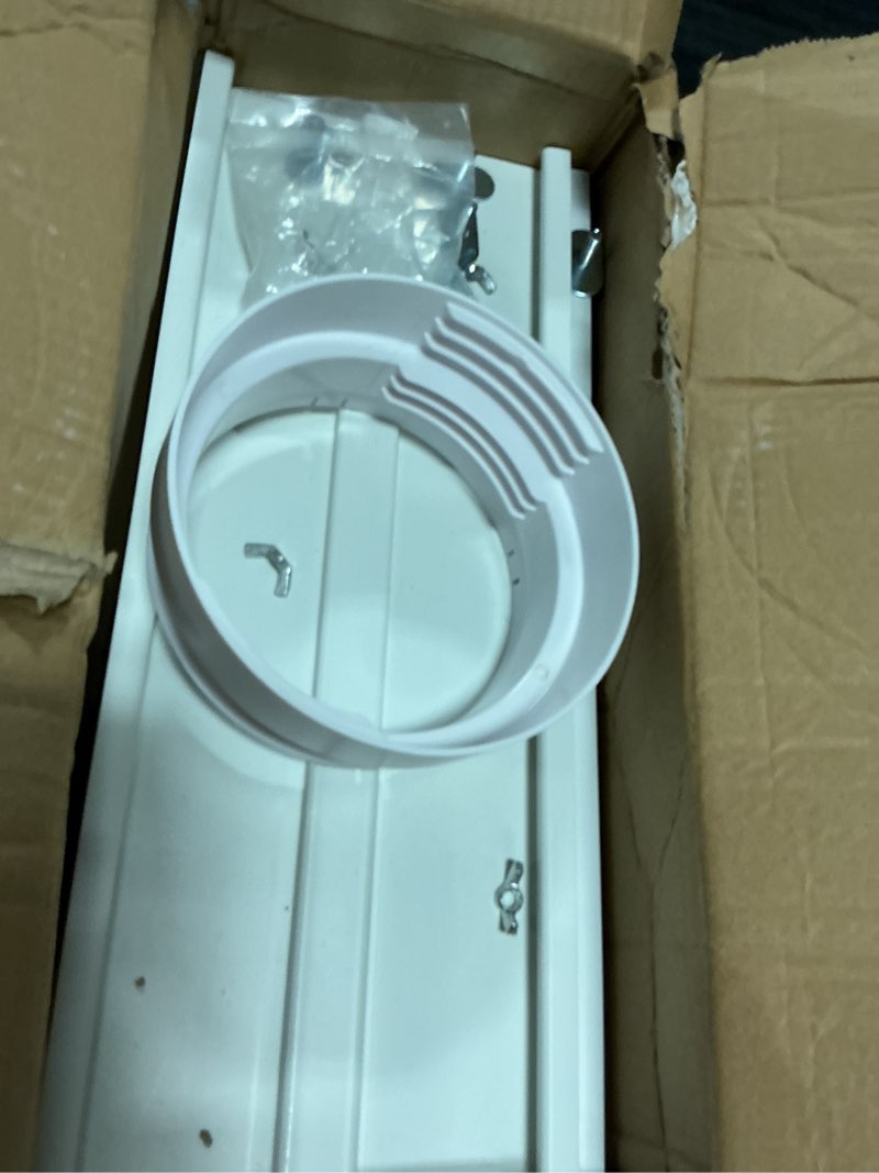 Condition photo showing Good Condition for jeacent portable air conditioner sliding door ac vent kit, universal adjustable pvc balcony seal kit plates up to 90 inches, for 5.1" and 5.9" diameter portable ac exhaust hose