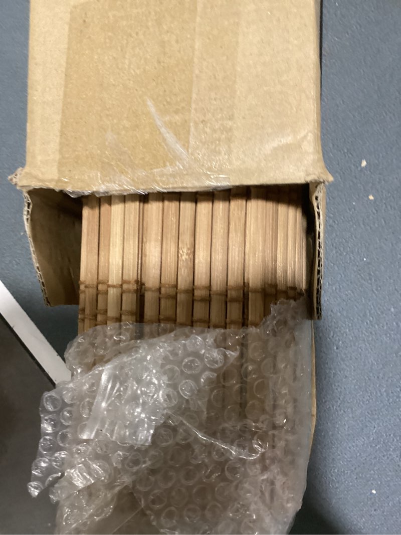 Condition photo showing Good Condition for lazblinds no tools no drill cordless bamboo roman shades, light filtering window treatment, roll up bamboo blinds for windows 28.5'' w x 48'' h, ceylon light russet light filtering-ceylon light russet 28.5" w x 48" h