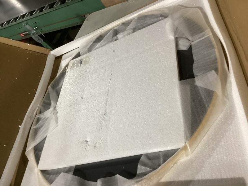 Condition photo showing Good Condition for SIMILAR TO STOCK PHOTO. Gold Metal Framed Bathroom Mirror for Wall, 36X24 Inch Rounded  Mirror, Matte Black Bathroom Vanity Mirror Farmhouse, Anti-Rust, Hangs Horizontally or Vertically Gold 36"L x 24"W