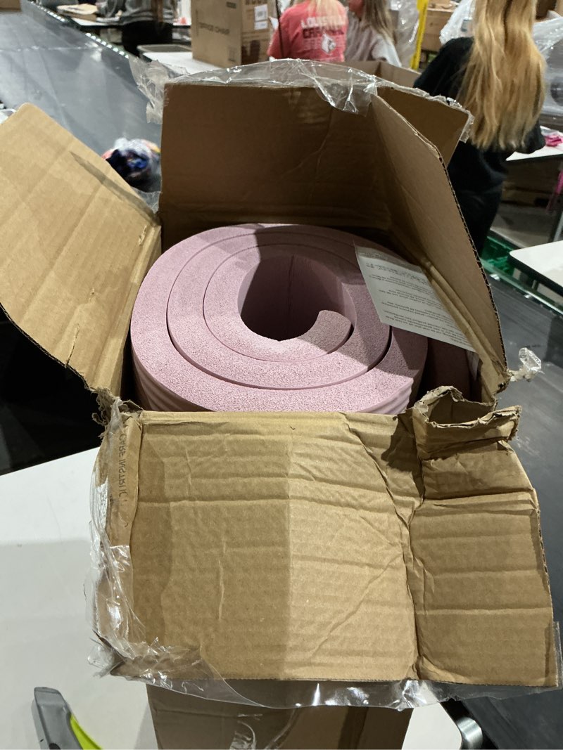 Condition photo showing As Is for amazon basics extra thick exercise yoga mat with carrying strap rose 1-inch